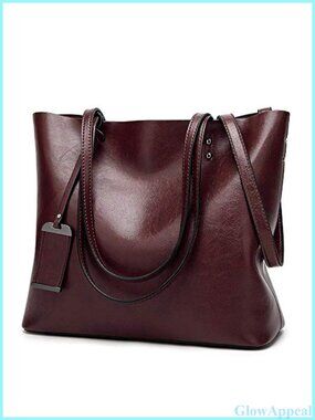 Greased Leather Satchel Top Handle Tote with Removable Shoulder Strap